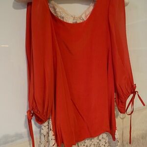 Anthropologie Too - Red with Crochet Back XS